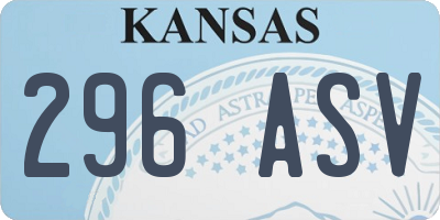 KS license plate 296ASV