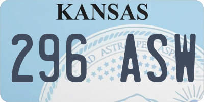 KS license plate 296ASW