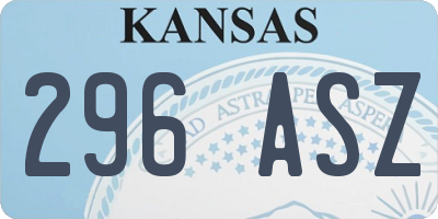 KS license plate 296ASZ