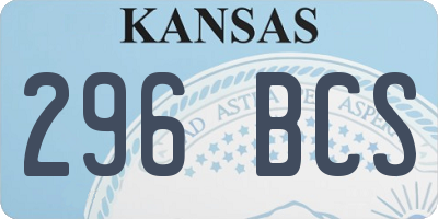 KS license plate 296BCS