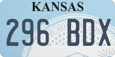 KS license plate 296BDX