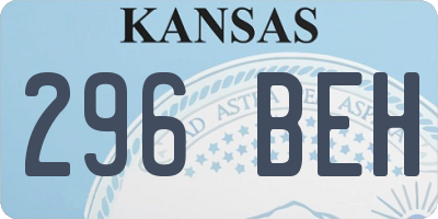 KS license plate 296BEH