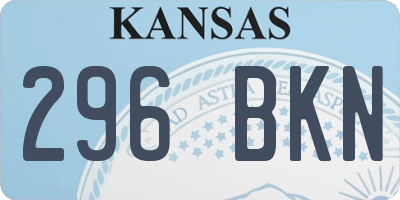 KS license plate 296BKN