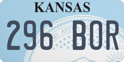 KS license plate 296BOR