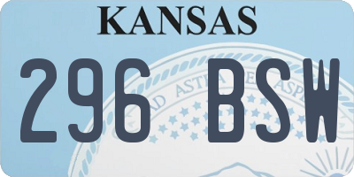 KS license plate 296BSW