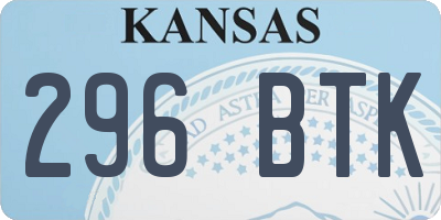 KS license plate 296BTK