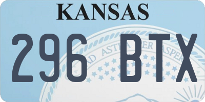 KS license plate 296BTX