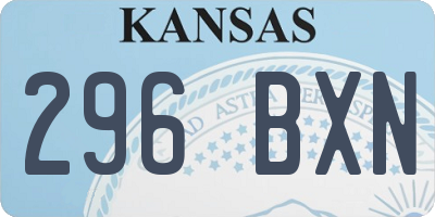 KS license plate 296BXN