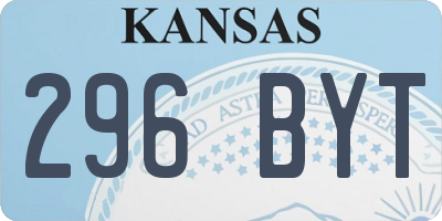 KS license plate 296BYT