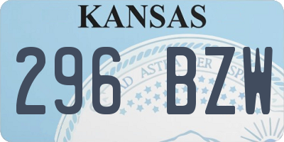 KS license plate 296BZW