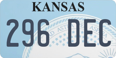 KS license plate 296DEC
