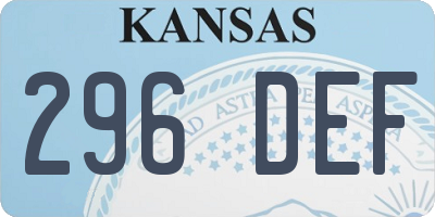 KS license plate 296DEF