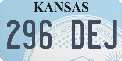 KS license plate 296DEJ
