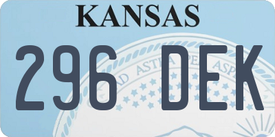 KS license plate 296DEK