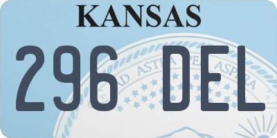 KS license plate 296DEL