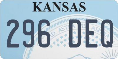 KS license plate 296DEQ