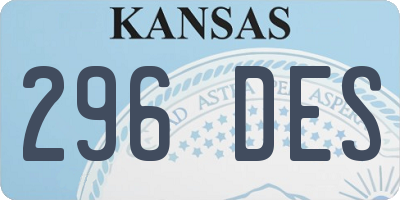 KS license plate 296DES