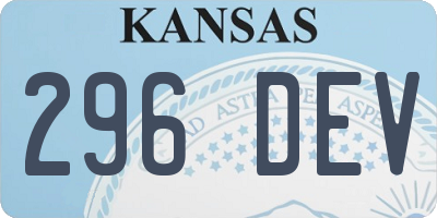 KS license plate 296DEV