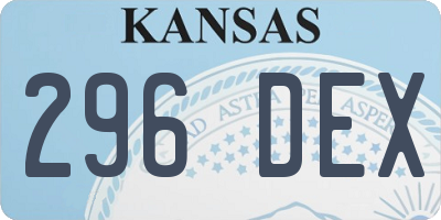 KS license plate 296DEX