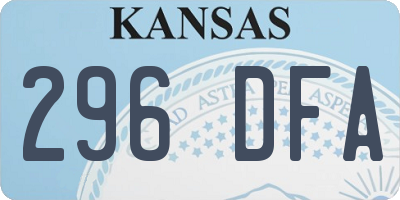 KS license plate 296DFA