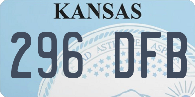 KS license plate 296DFB