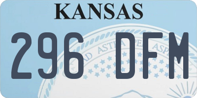 KS license plate 296DFM
