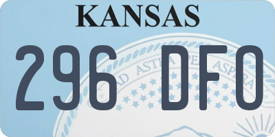 KS license plate 296DFO