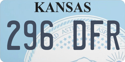 KS license plate 296DFR