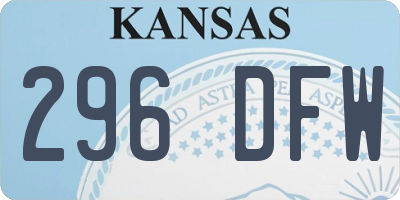 KS license plate 296DFW