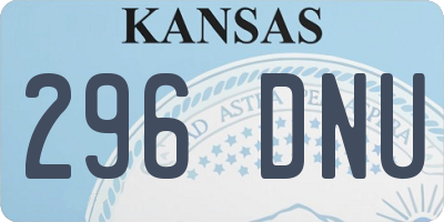KS license plate 296DNU