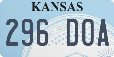 KS license plate 296DOA