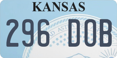 KS license plate 296DOB