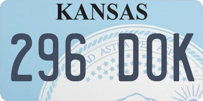 KS license plate 296DOK