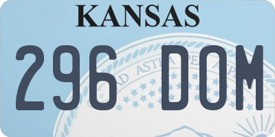 KS license plate 296DOM