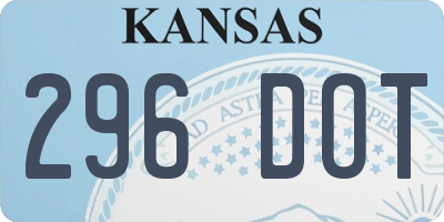 KS license plate 296DOT