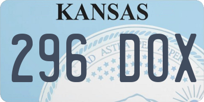 KS license plate 296DOX