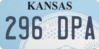 KS license plate 296DPA