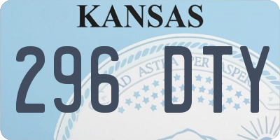 KS license plate 296DTY