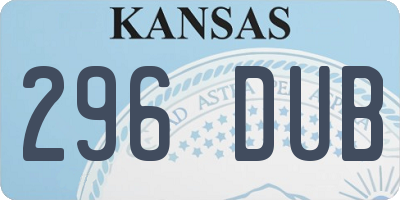 KS license plate 296DUB