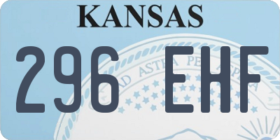KS license plate 296EHF