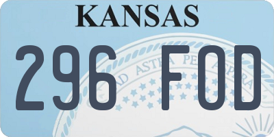 KS license plate 296FOD