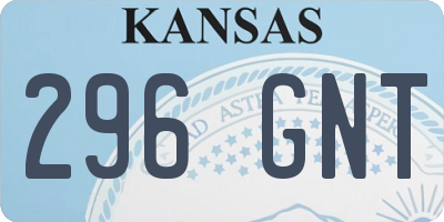 KS license plate 296GNT
