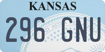 KS license plate 296GNU