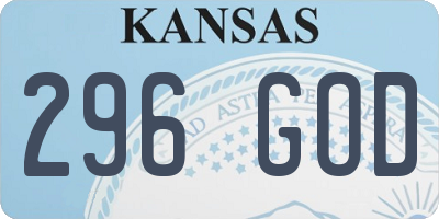 KS license plate 296GOD
