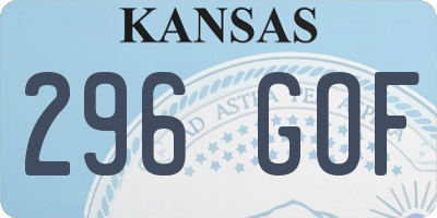 KS license plate 296GOF