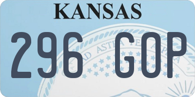 KS license plate 296GOP