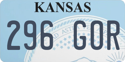 KS license plate 296GOR