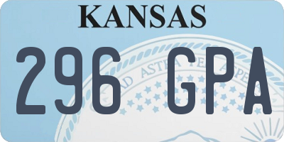 KS license plate 296GPA