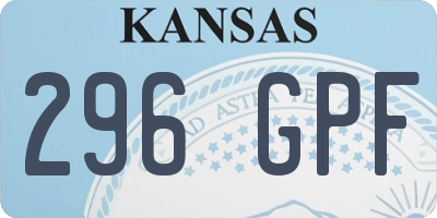 KS license plate 296GPF