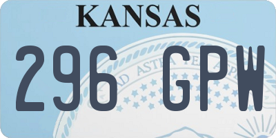 KS license plate 296GPW